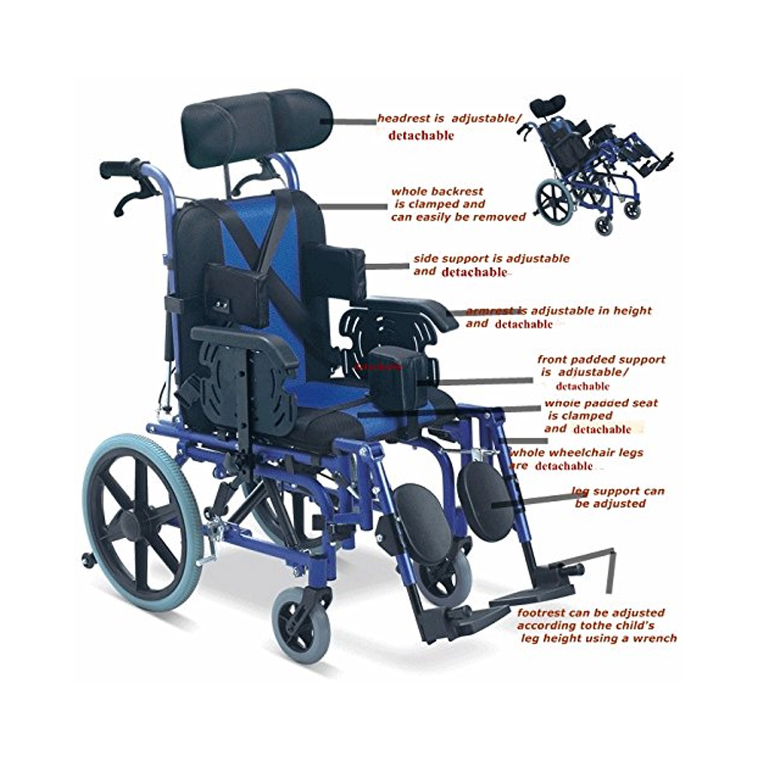 Buy TR Pediatric Cerebral Palsy Children’s Folding Manual Wheelchair