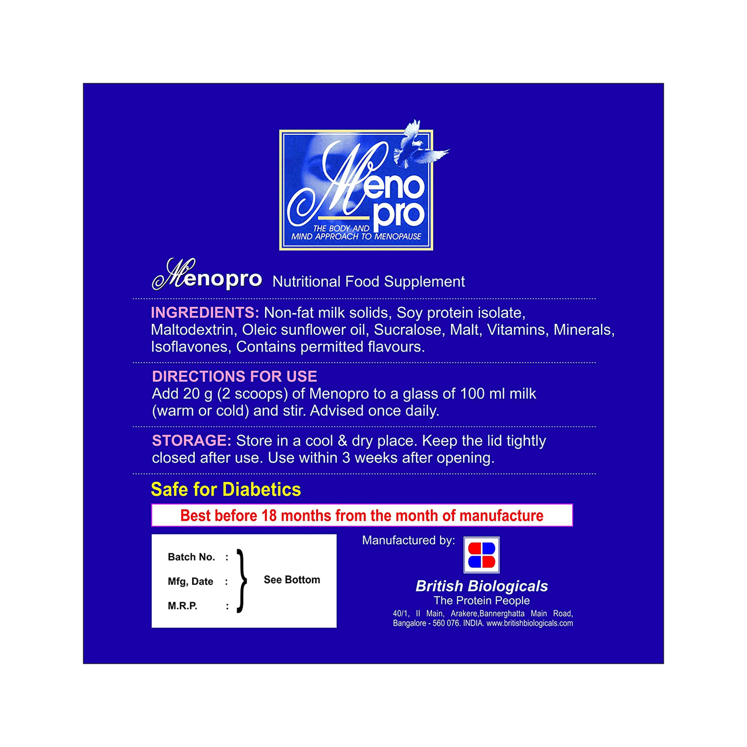 Meno Pro For Menopausal Symptoms 400g Cureka