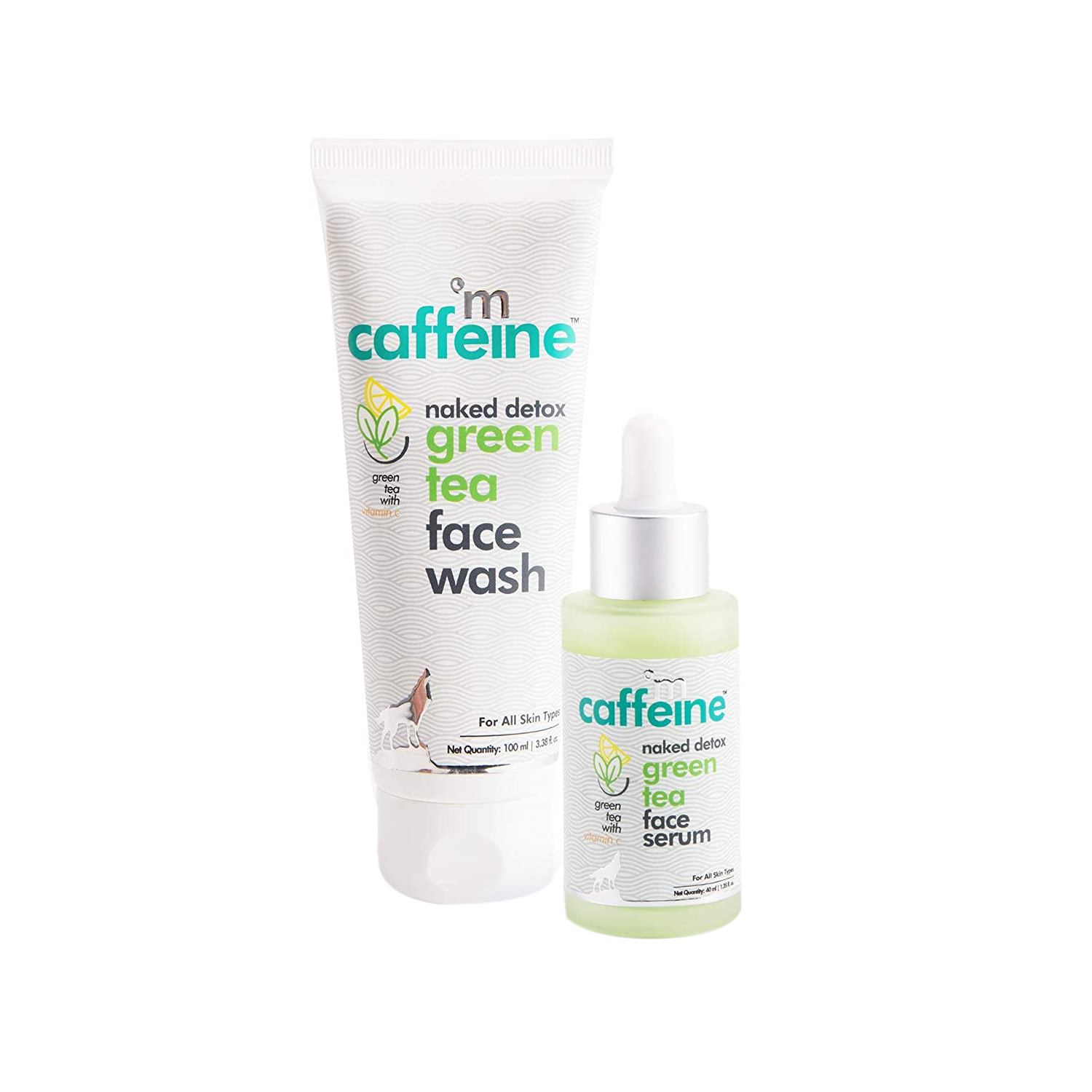 mCaffeine Green Tea Day Hydration Routine Face Wash, Face Serum All