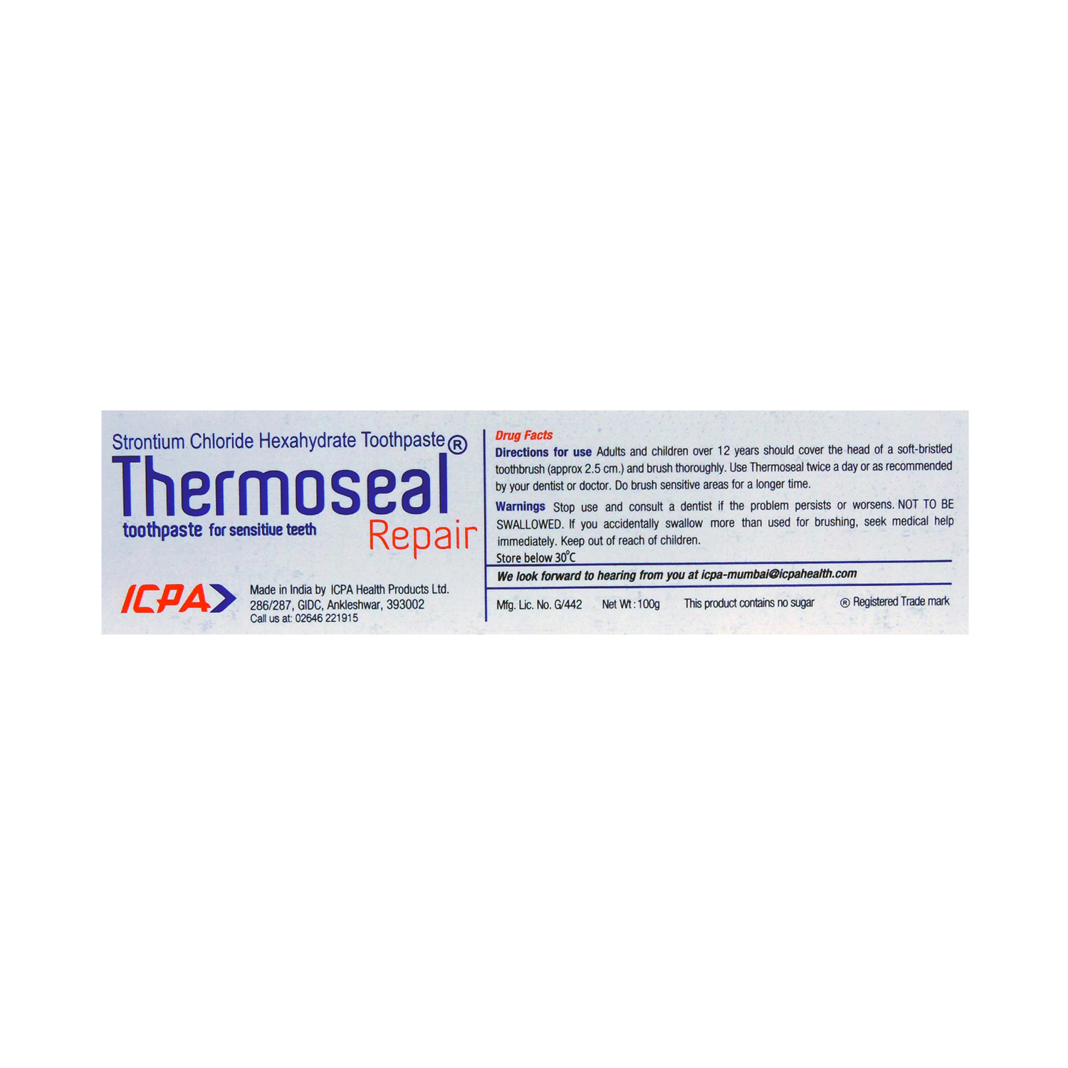 ICPA Thermoseal Repair Toothpaste Rs.93 Best Online Price in Cureka