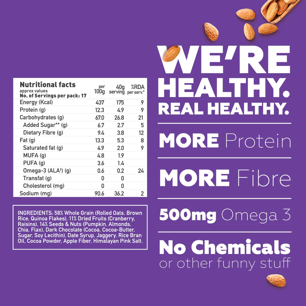 Dark Chocolate + Cranberries Whole Grain Muesli 700g Cureka