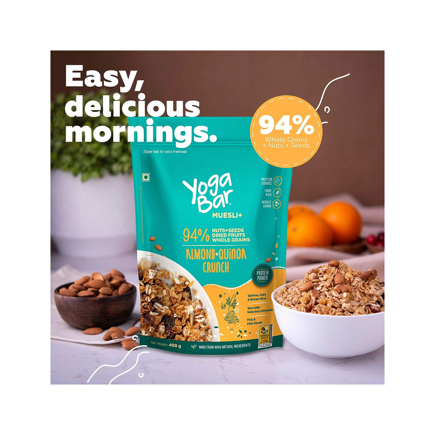 YogaBar Almonds + Quinoa Wholegrain Muesli - (Expiry May 2024