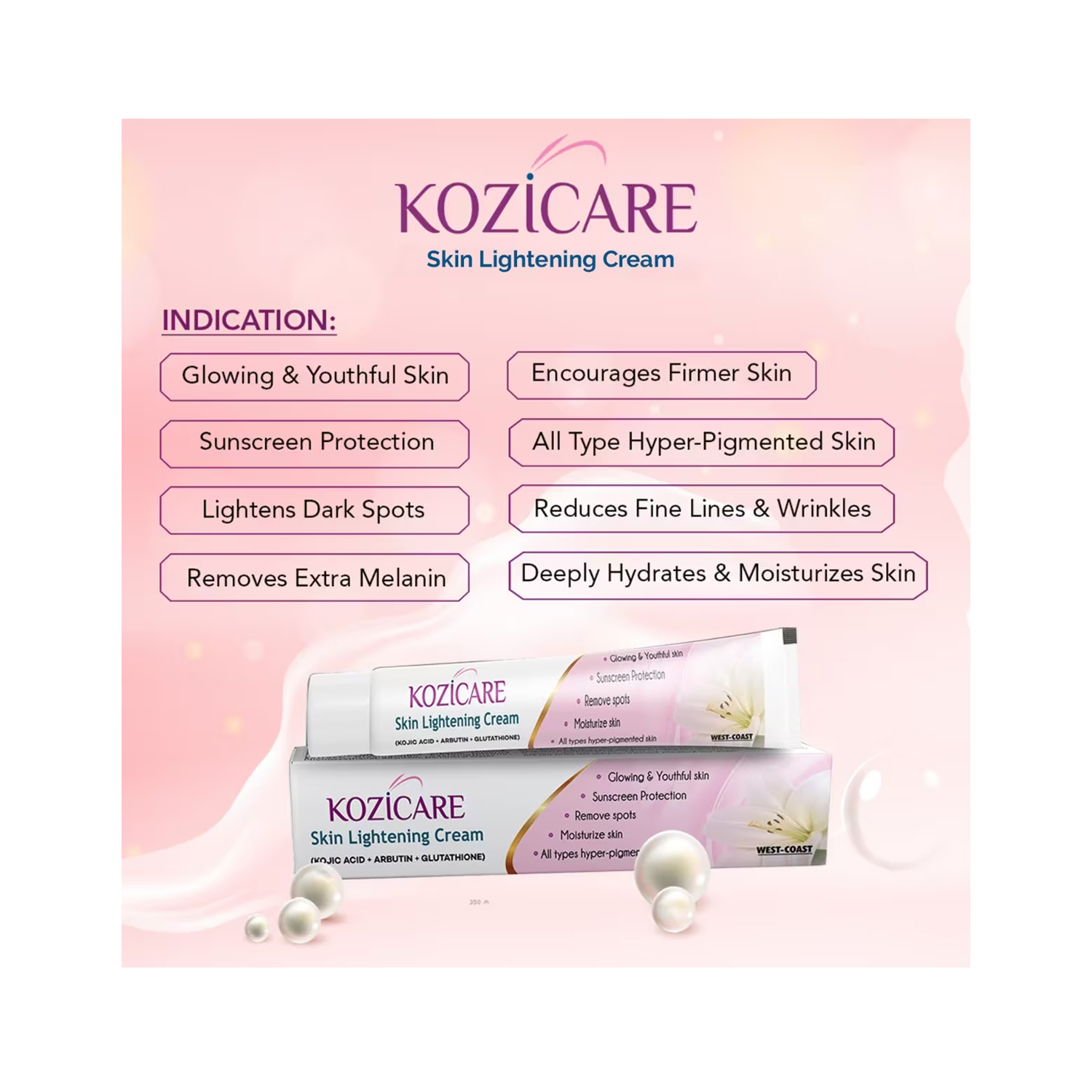 Kozicare Skin Lightening and Whitening Cream 15g Cureka