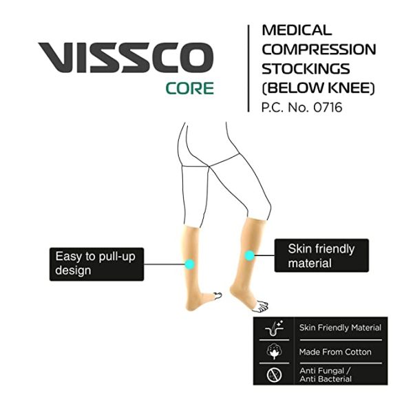 Vissco Medical Compression Stockings Below Knee - Medium PC0716