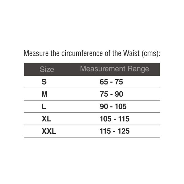 size chart for vissco Abdominal Belts
