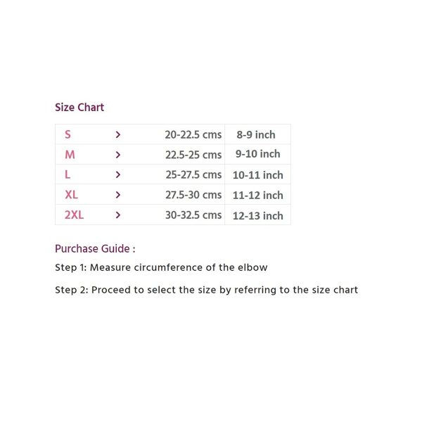 size chart of Tennis Elbow Support