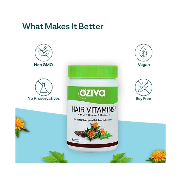 Oziva Hair Vitamins Capsules 60 Capsules at ₹670 | Hair vitamins with dht blocker - Cureka Oziva Hair Vitamins Capsules 60 Capsules at ₹670 | Hair vitamins with dht blocker - Cureka