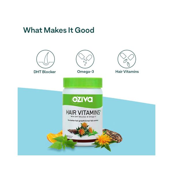 Oziva Hair Vitamins Capsules 60 Capsules at ₹670 | Hair vitamins with dht  blocker - Cureka