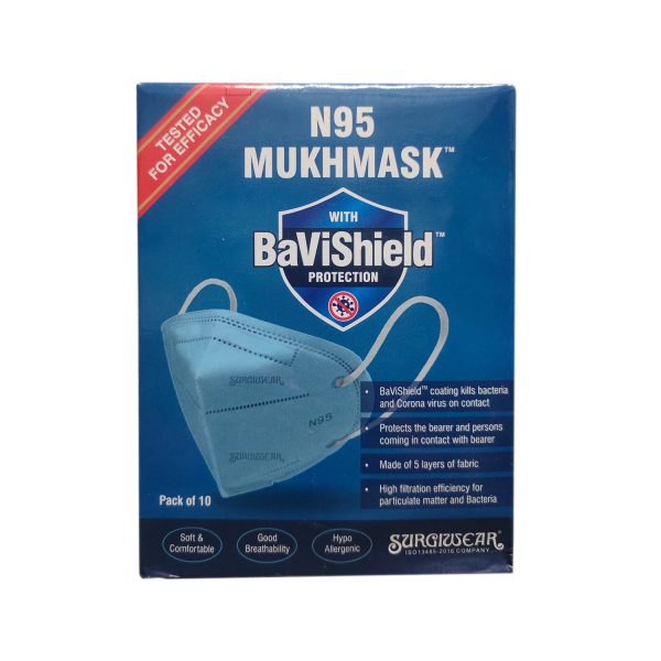 N95 Surgiwear Mukhmask with Bavishield Protection, Value Pack of 10, N95 Mask