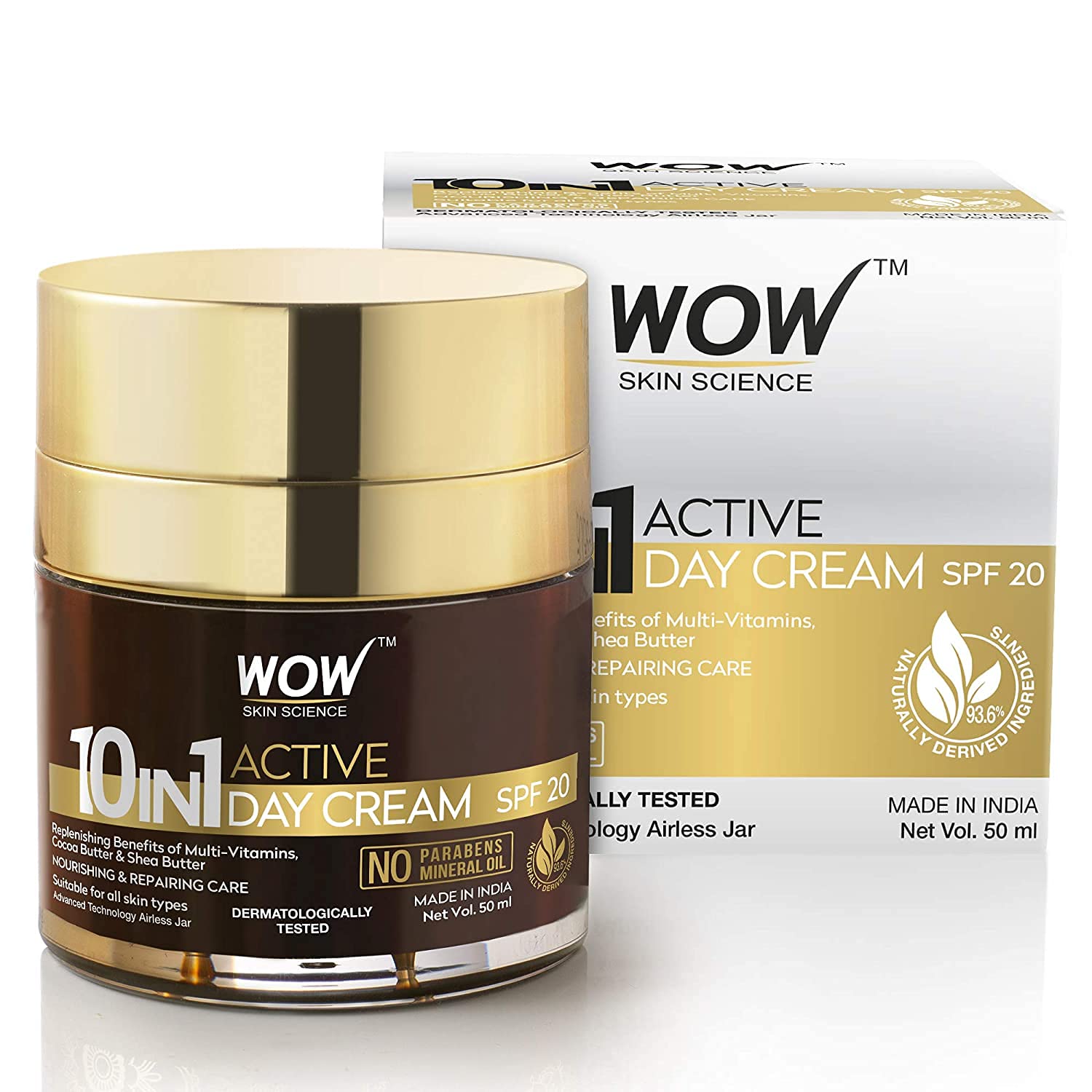 WOW Skin Science Cream 10 in 1 Active Miracle No Parabens & Mineral Oil