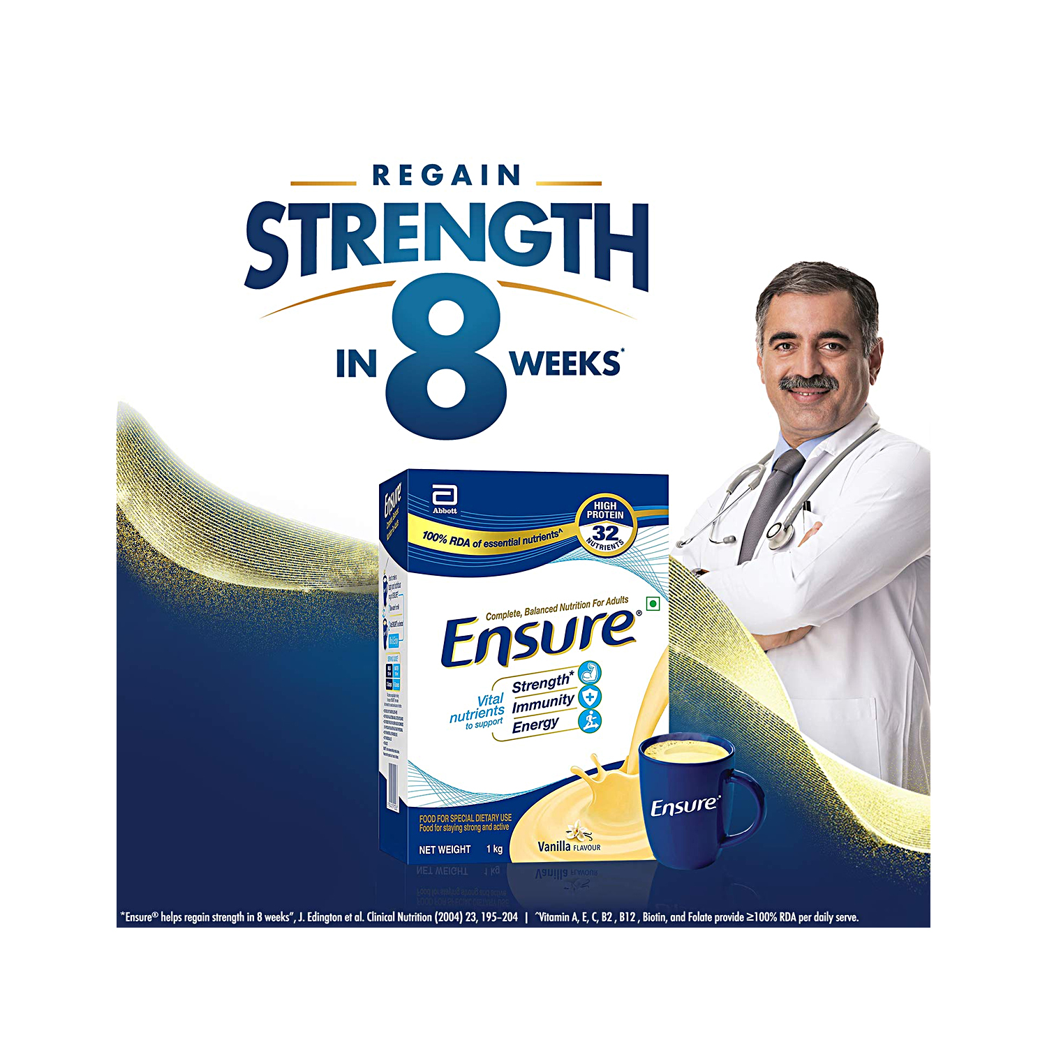 Ensure Complete Balanced Nutrition Vanilla Flavor 1Kg Rs 1129