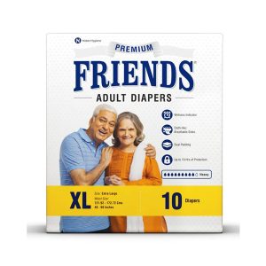 FRIENDS PREMIUM ADULT DIAPERS – 10 HOURS PROTECTION XL TAPE DIAPERS 300x300