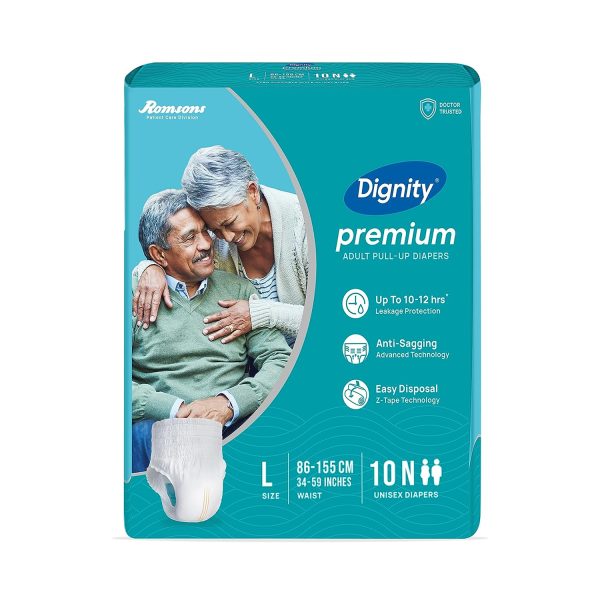 Dignity Premium Adult Pull Up Diapers Large Wait Size 34-59 Inches- 10 Diapers