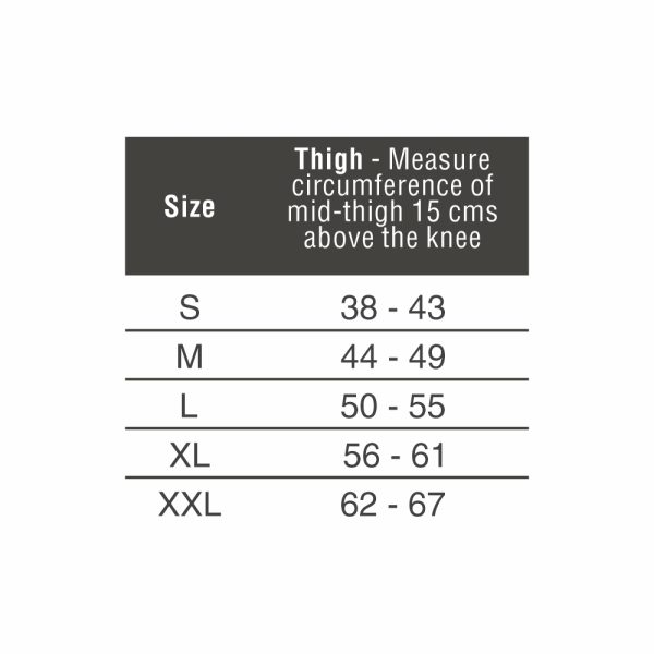 size chart of Loop Elastic Calf Support