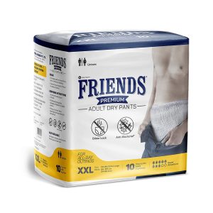 Friends Premium Adult Diapers, Pant Style, 10 Hours Protection- XXL (10 Diapers)