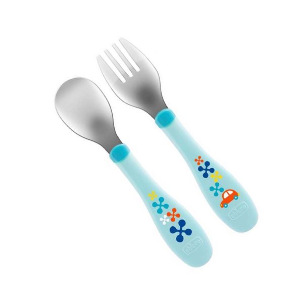 Chicco Metal Cutlery Boy / Neutral 18M+ (BLUE)