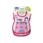 Chicco Easy Meal Bibs 3Pcs (GIRL) 6M+( Pink)