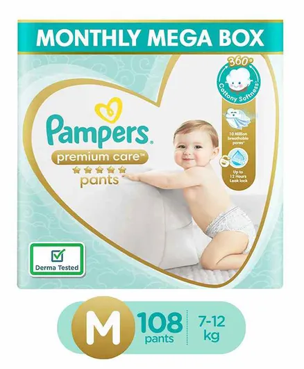 Buy Pampers Premium Care Diaper Pants - Medium, 7-12 kg, Air Channels,  Lotion with Aloe Vera Online at Best Price of Rs 3154.57 - bigbasket