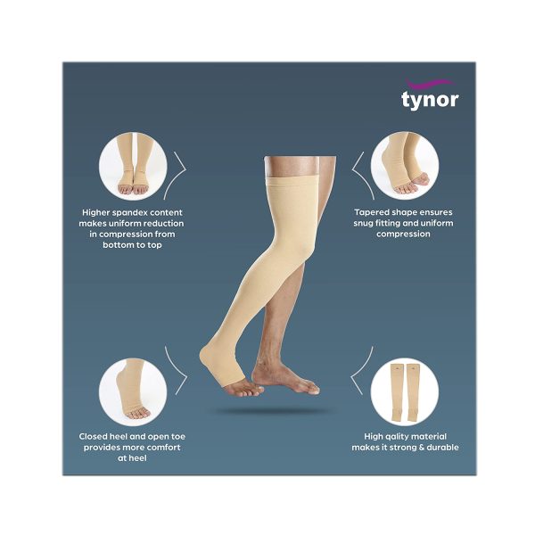Tynor Medical Compression Stocking (Pair) 1-70 Thigh High Class 3 XXL