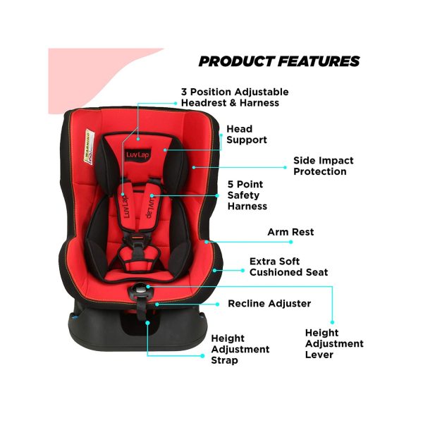 Features LuvLap Sports Convertible Baby Car Seat