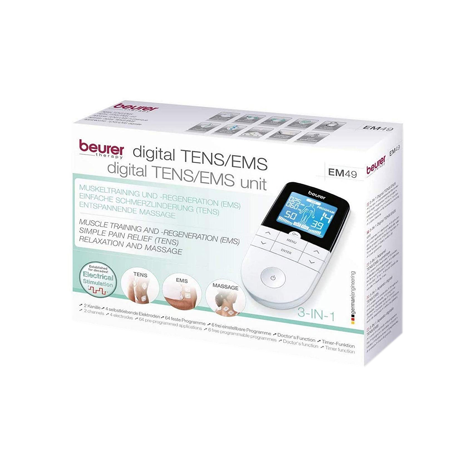 Beurer EM 49 Electrostimulator Digital Massage EMS Tens Screen LCD 2  Channel for sale online