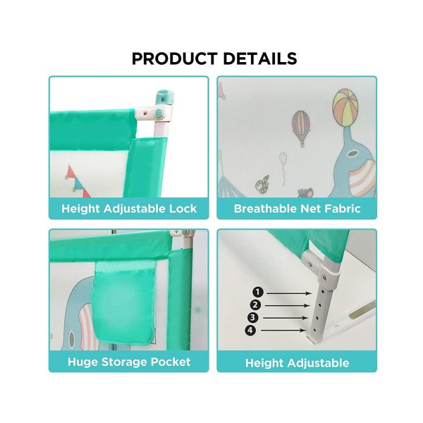 LuvLap Comfy Baby Bed Rails Blue