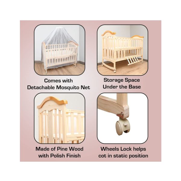LuvLap Wooden Cot C-70 beige