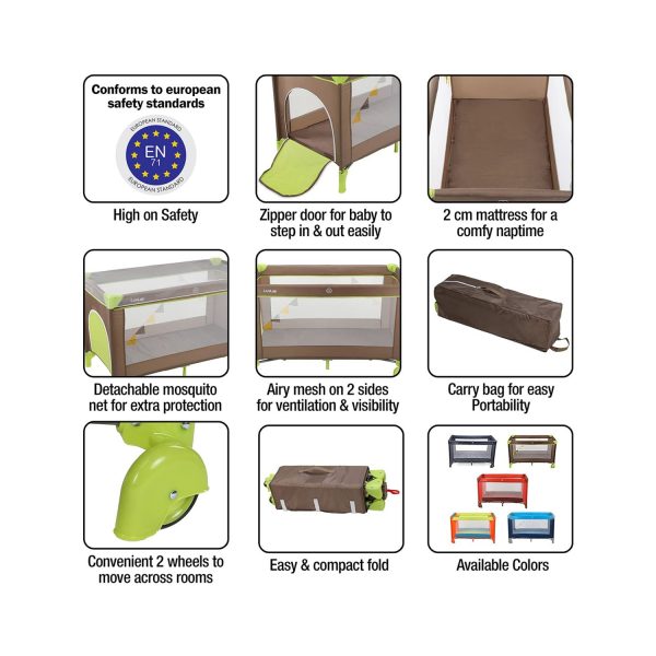 LuvLap Sunshine Baby Playpen Brown Green