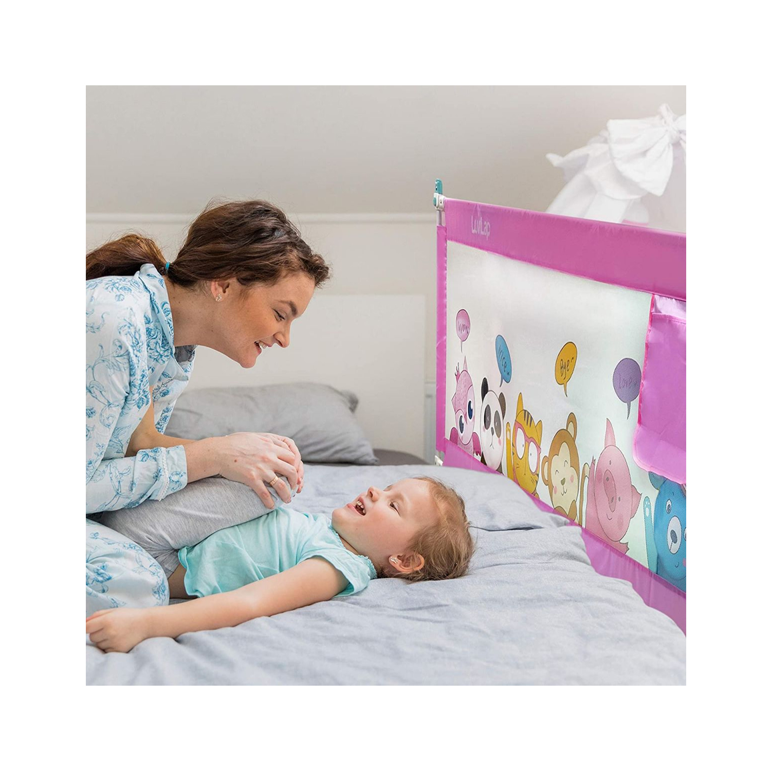 LuvLap Comfy Baby Bed Rails Pink