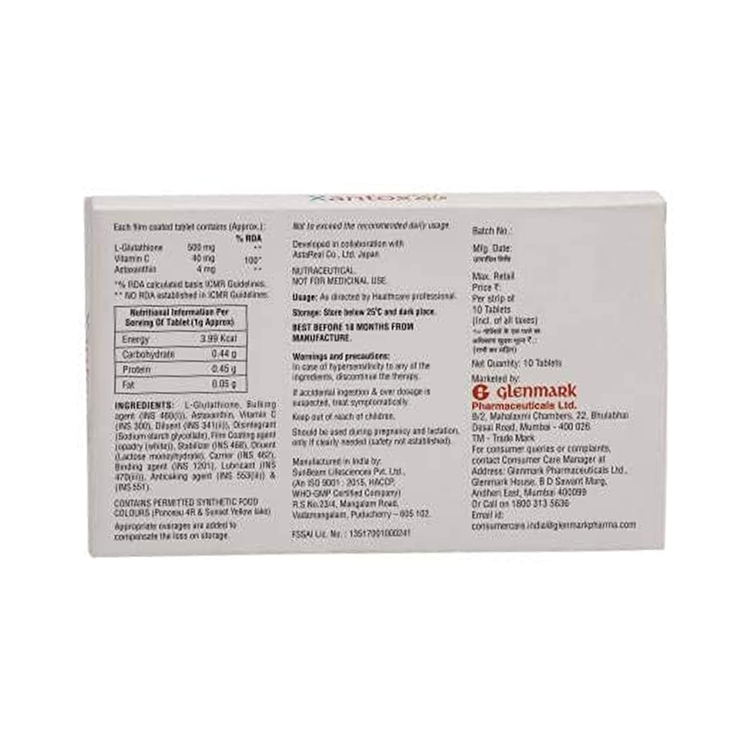 Xantox Glo Tablets for Glowing Skin (10 tablets) Cureka Online