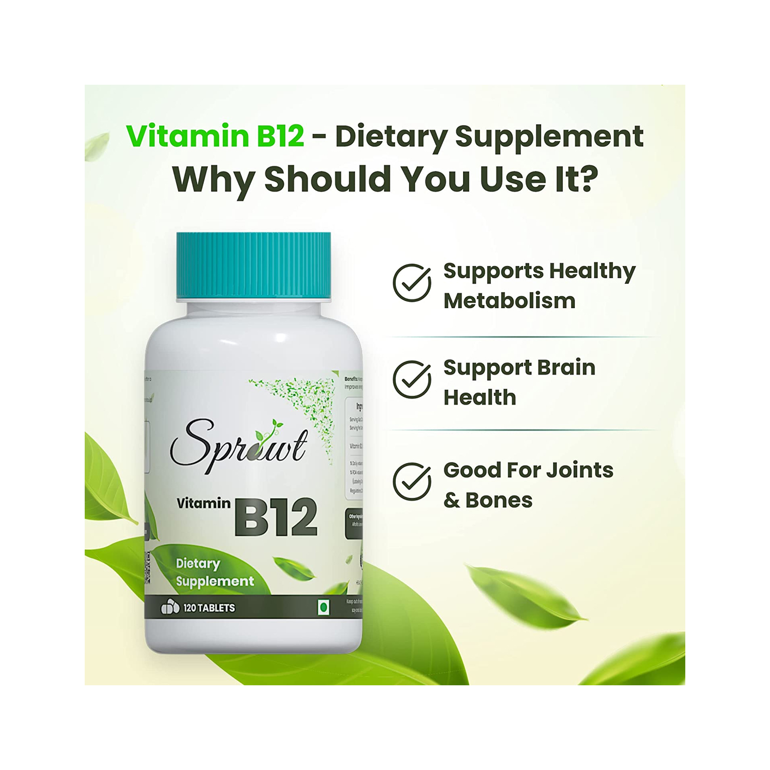 Sprowt Vitamin B12 Capsule 120 Capsules Cureka Online Health Care