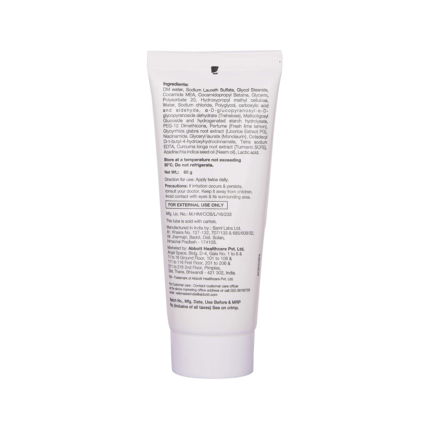 Tvaksh Face Care Gentle Face Wash 60g Cureka