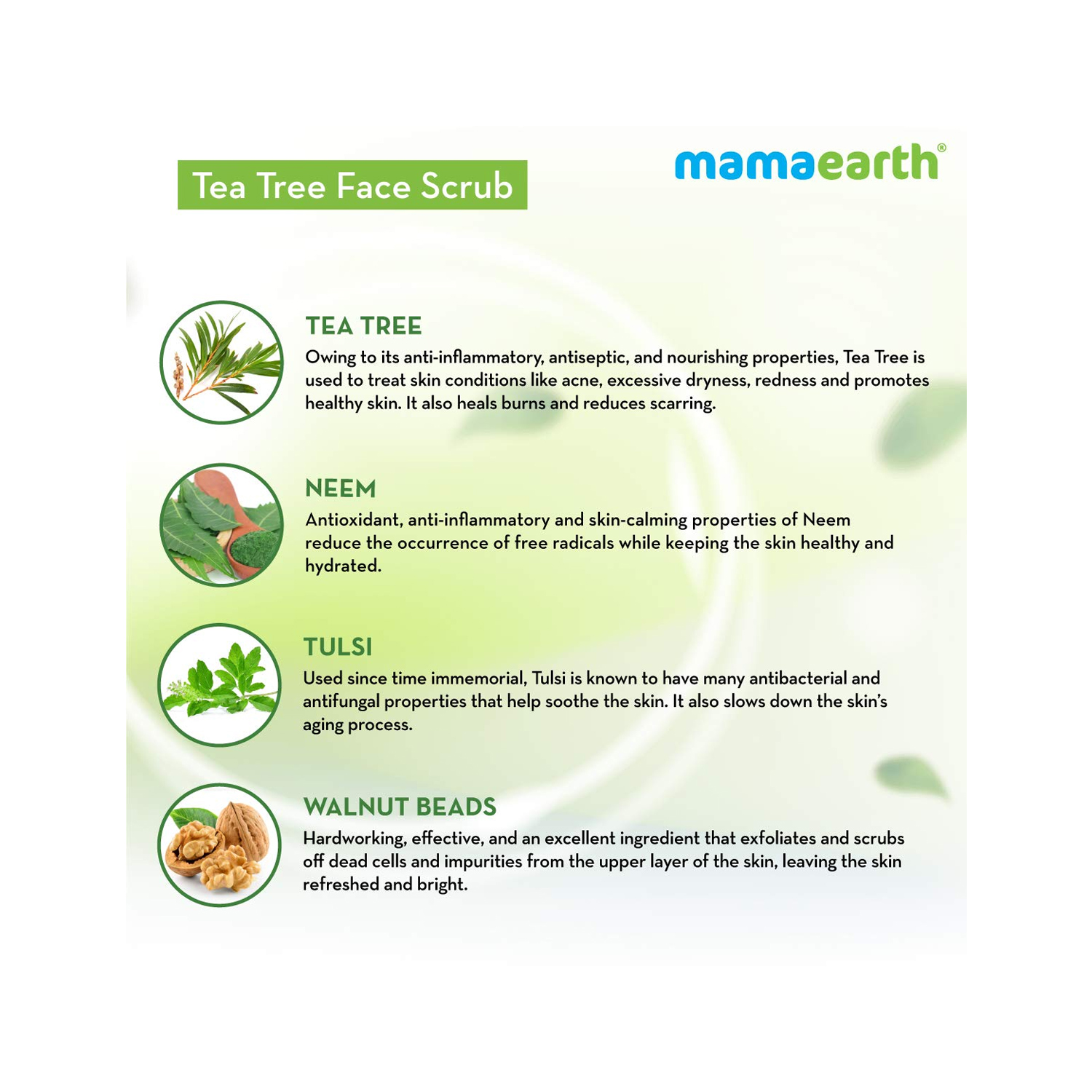 Mamaearth Tea Tree Face Scrub 100gm Cureka Online Health Care