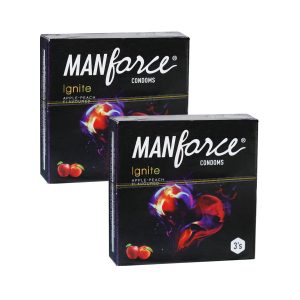 Manforce Ignite Condoms Apple-Peach Flavoured 3 Condoms in 1 Pack – (Pack of 2)