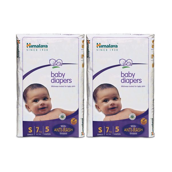 Himalaya Baby Diapers- Tape Style Small up to 7 Kg 5 Diapers - (Pack of 2)