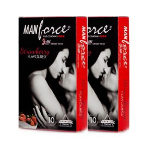 Manforce Wild 3 in 1 Condoms Strawberry (10 Condoms in 1 Pack) – Pack of 2