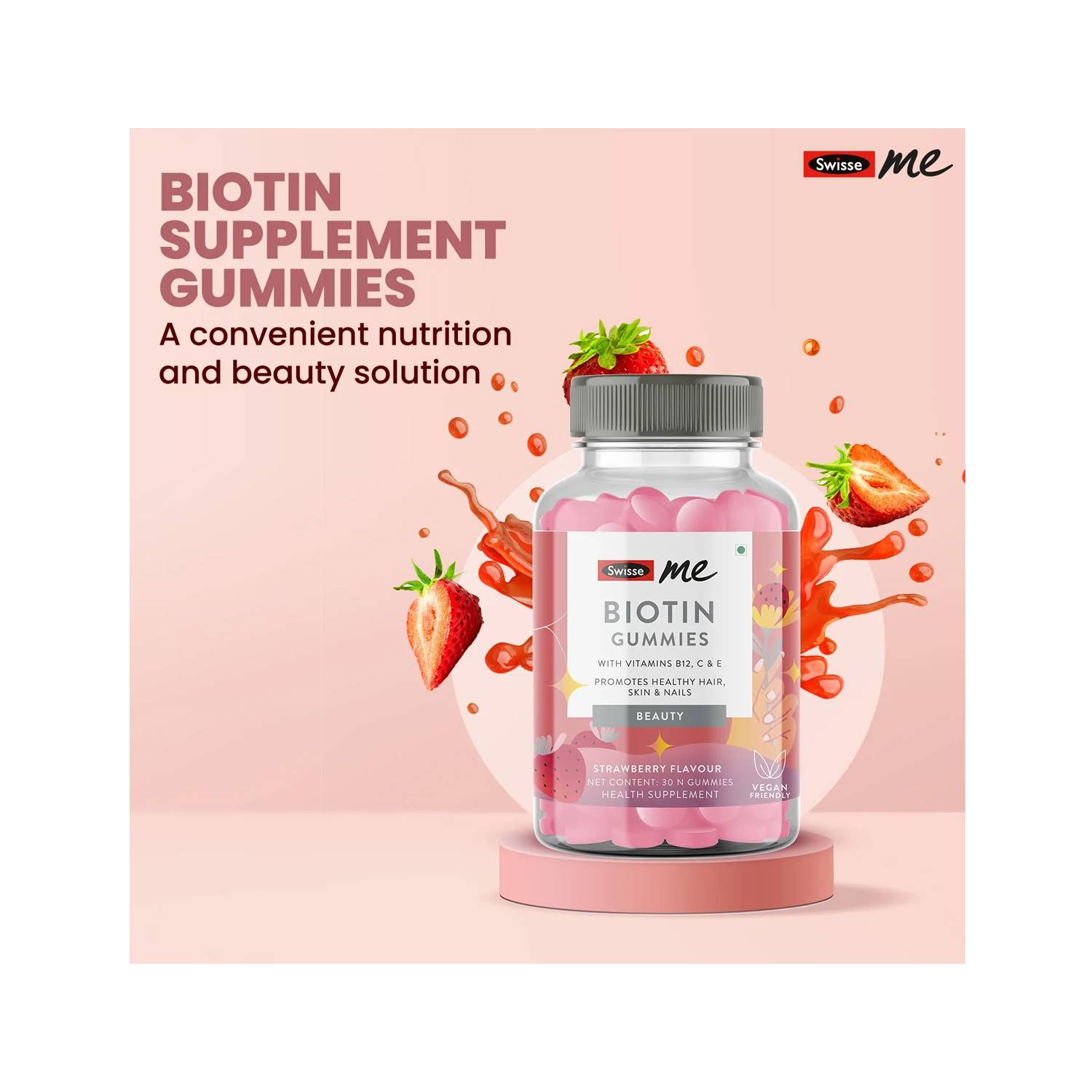 Swisse Me Biotin Gummies With Vitamin B12, C & E For Healthy Hairs And