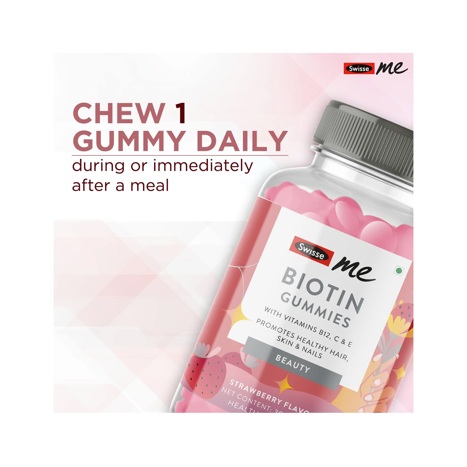 Swisse Me Biotin Gummies With Vitamin B12, C & E For Healthy Hairs And