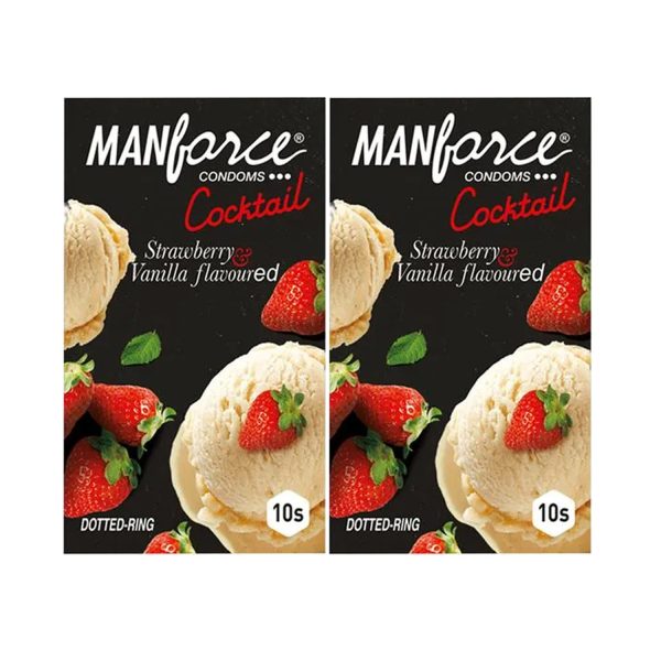 Manforce Cocktail Strawberry and Vanilla Flavoured 10 Condoms in 1 Pack – (Pack of 2) Manforce Cocktail Strawberry and Vanilla Flavoured 10 Condoms in 1 Pack – (Pack of 2)