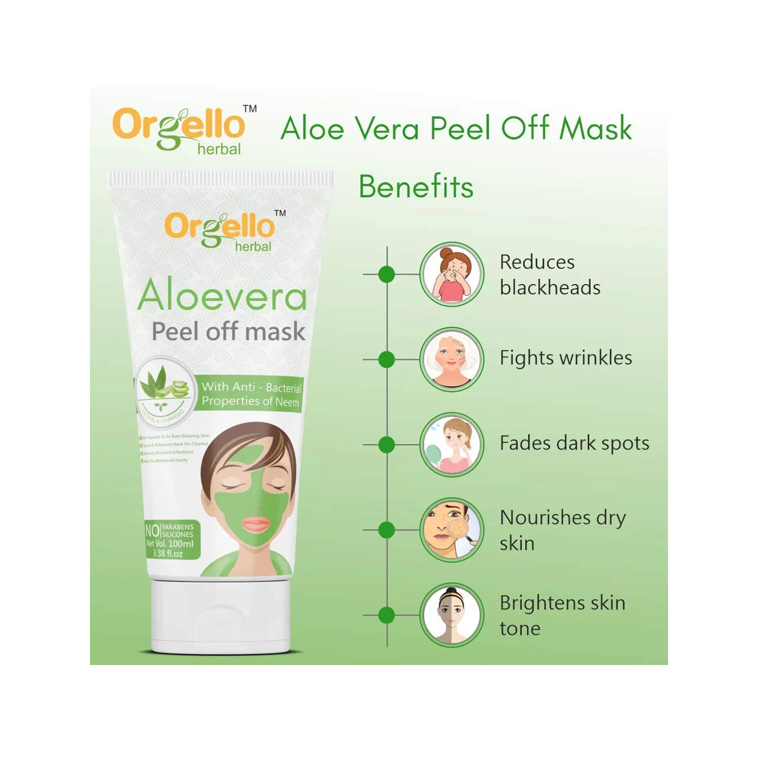 Orgello Aloevera Peel Off Mask 100ml - Cureka - Online Health Care Products  Shop