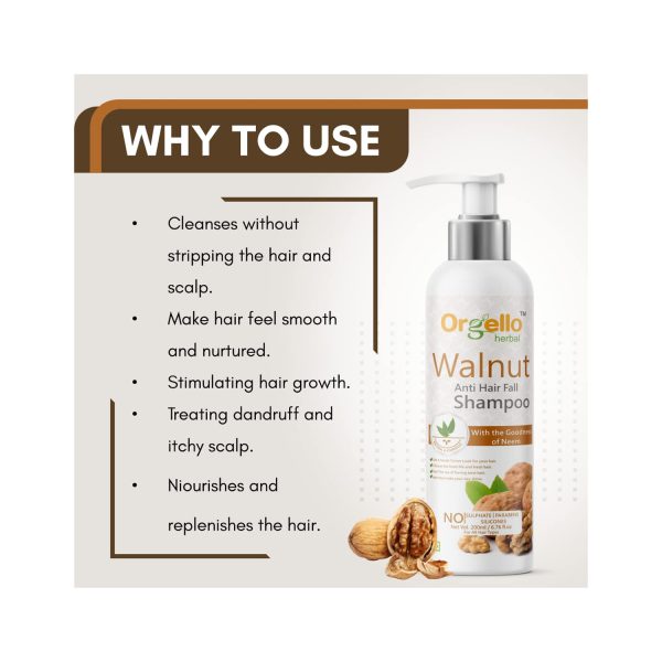 Orgello Walnut Shampoo (200ml) - Cureka - Online Health Care Products Shop