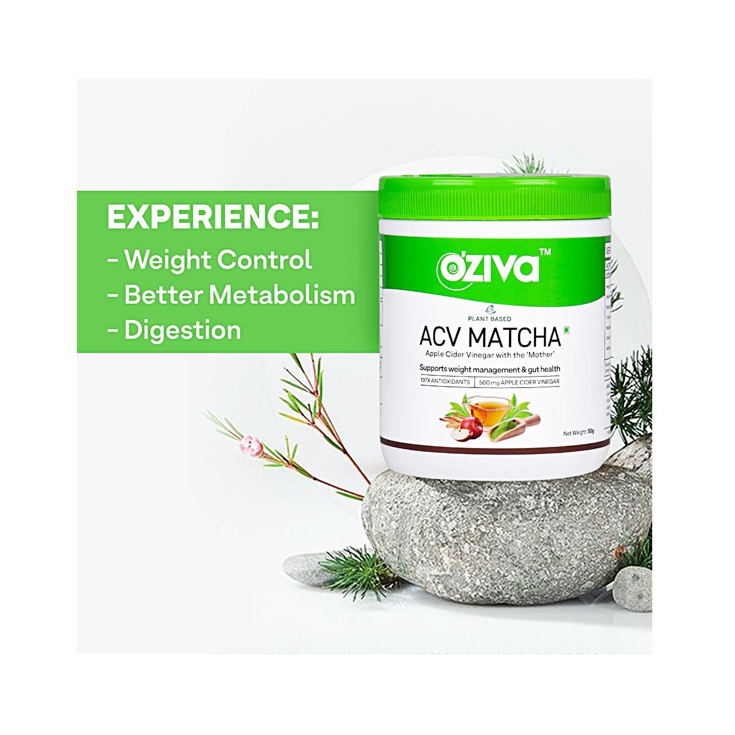 OZiva Plant Based ACV Matcha (With Apple Cider Vinegar) For Weight Loss
