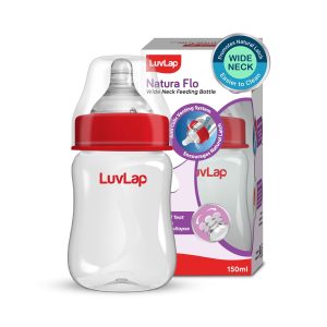 LuvLap Anti-Colic Wide Neck Natura Flo Baby Feeding Bottle Plain - 150ml