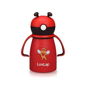 LuvLap Steel Body Weighted Straw Sipper Bee (550 ml) Red