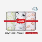 LuvLap Muslin Baby Swaddle (Pack of 3) White – Animals