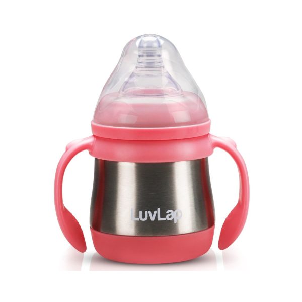 LuvLap Steel Feeding Bottle 240ml Pink