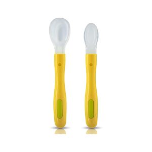LuvLap Fun Club Baby Silicone Spoon Set (Green)