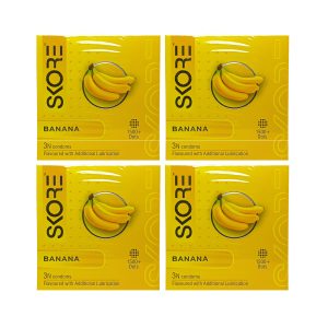 Skore Banana Flavoured Condoms (3 condoms in 1 Pack) – Pack of 4