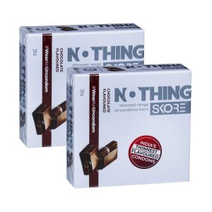 Skore Nothing Condoms Chocolate flavoured (3 Condoms in 1 Pack) – Pack of 2