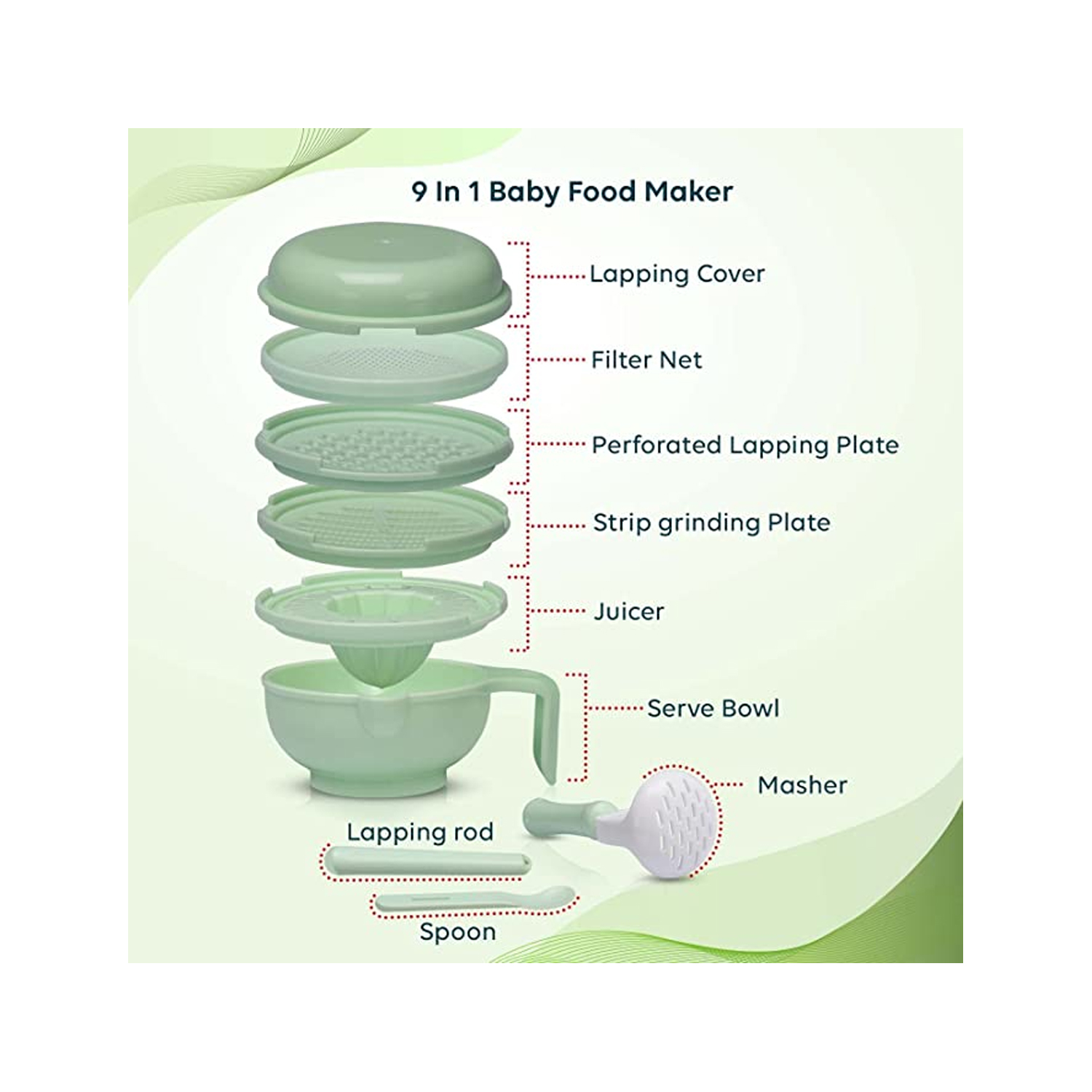 Luvlap 9 in 1 Baby Food Maker Food Grinder Cum Processor (Light Green) -  Cureka - Online Health Care Products Shop